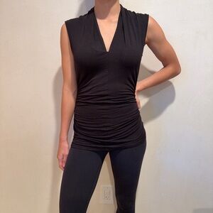 Vince Camuto Black Sleeveless Ruched Top